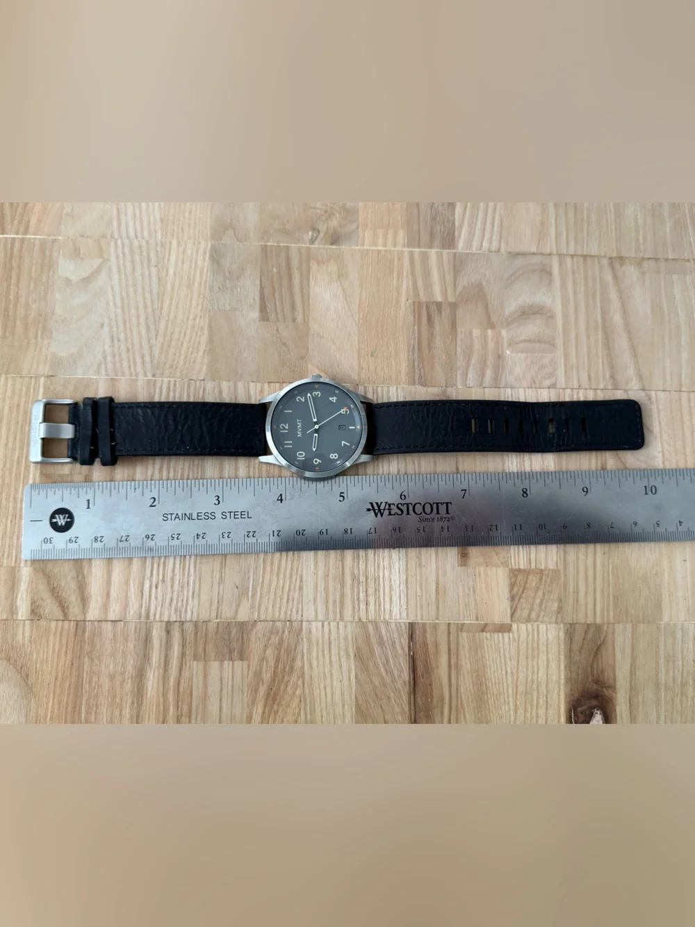 MVMT by Movado Field Watch Gray Dial Leather Strap Date New Crystal and Battery